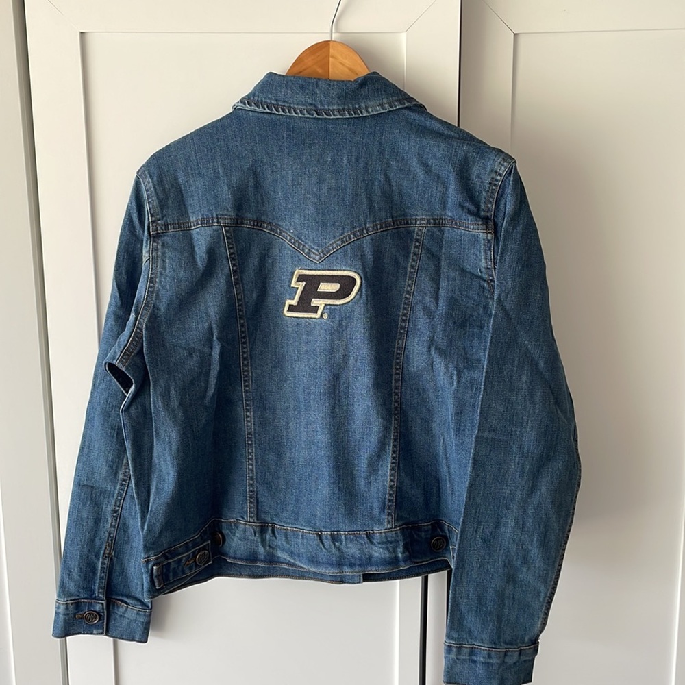 NEW Wrangler Denim Purdue University retro jean jacket embroidered logo